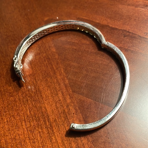 Heavy sterling silver bangle with gemstones - Picture 6 of 8